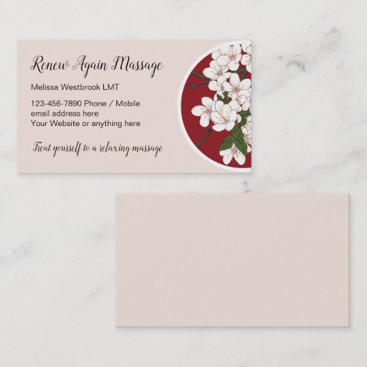 マッサモダンージさくらんぼ花テーマ 名刺 (正面/裏面)