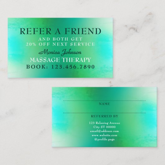 マッサージとウェルネス紹介カード 紹介カード (正面/裏面)