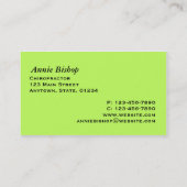マッサージのカイロプラクターの名刺の緑 名刺 (裏面)