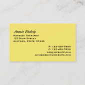 マッサージのカイロプラクターの名刺の黄色 名刺 (裏面)