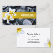 マッサージのサロンのスパの熱帯花の黒い石 名刺 (正面/裏面)