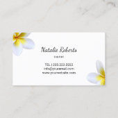 マッサージのサロンのスパの熱帯花の黒い石 名刺 (裏面)