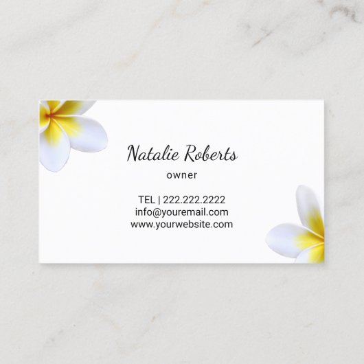 マッサージのサロンのスパの熱帯花の黒い石 名刺 (裏面)