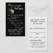 マッサージのセラピーのお洒落な黒 予約カード (正面/裏面)