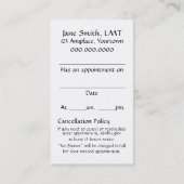 マッサージのセラピーのお洒落な黒 予約カード (裏面)