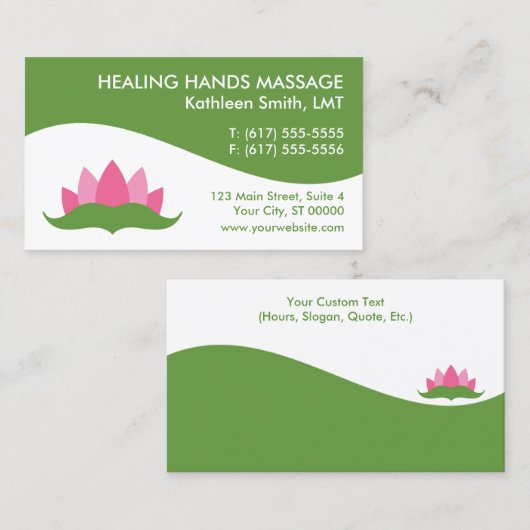 マッサージのセラピーのはすの花の名刺 名刺 (正面/裏面)