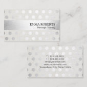 マッサージのセラピーのモダンな銀はフェイクな麻布に点を打ちます 名刺 (正面/裏面)