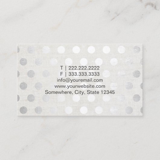 マッサージのセラピーのモダンな銀はフェイクな麻布に点を打ちます 名刺 (裏面)