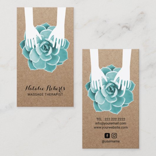 マッサージのセラピーの水気が多いスパ素朴なクラフト 名刺 (正面/裏面)