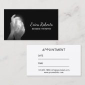 マッサージのセラピーの治療手の黒いアポイントメント 予約カード (正面/裏面)