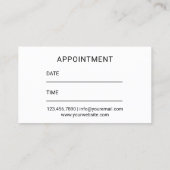 マッサージのセラピーの治療手の黒いアポイントメント 予約カード (裏面)