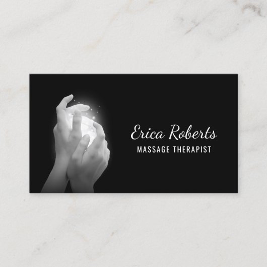 マッサージのセラピーの治療手の黒いアポイントメント 予約カード (正面)
