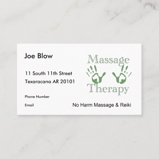 マッサージのセラピー手のプリント 予約カード (正面)