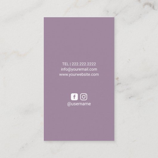 マッサージのセラピー治療手のスパのラベンダー 名刺 (裏面)