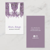 マッサージのセラピー治療手のスパのラベンダー 名刺 (正面/裏面)