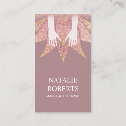 マッサージのセラピー治療手及びはすの花のスパ 名刺 (正面)