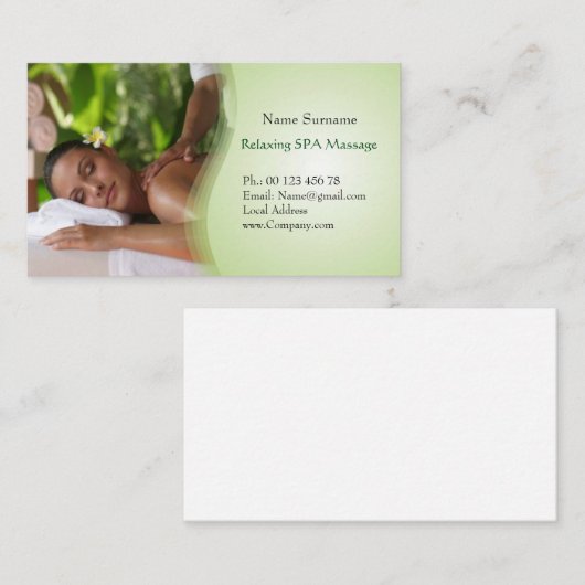 マッサージのセラピー、治療用のマッサージ 名刺 (正面/裏面)