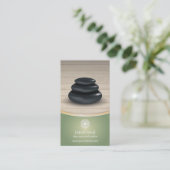 マッサージは木製のスパのセージグリーンのアポイントメントに投石します 予約カード (スタンド正面)