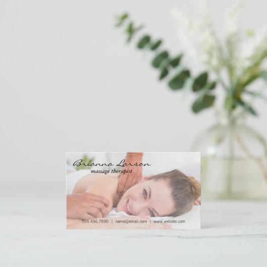 マッサージを受ける女性 名刺 (スタンド正面)