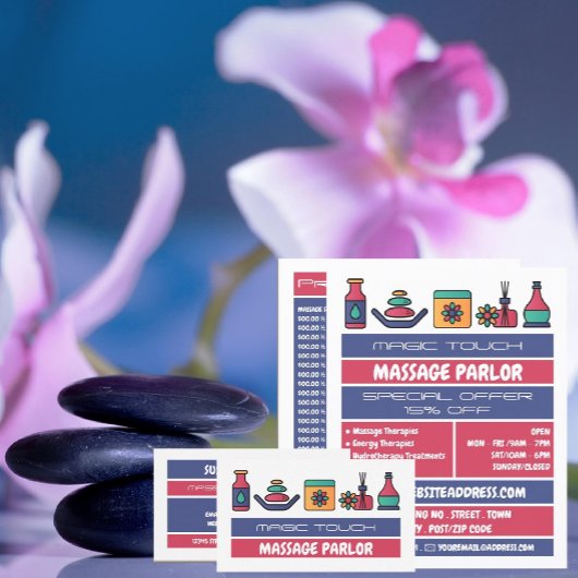 マッサージアイコン、マッサージセラピー、マッサージパーラ チラシ