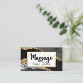 マッサージアポイントメントリマインダー金ゴールドブラック大理石 名刺 (スタンド正面)