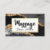 マッサージアポイントメントリマインダー金ゴールドブラック大理石 名刺 (正面)
