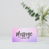 *~*マッサージグリッターピンクラベンダーグラデーションスパークル 名刺 (スタンド正面)