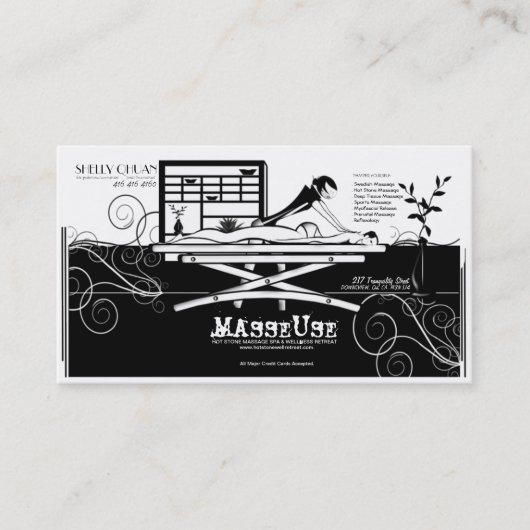 マッサージサロン/セラピスト/マッサージ名刺 予約カード (正面)