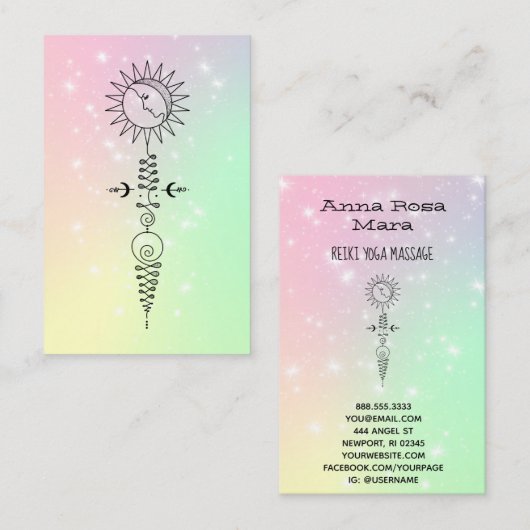 *~*マッサージサンウーマン-ムーンニルヴァーナヨガ霊気 名刺 (正面/裏面)