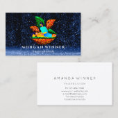 マッサージスパウェルネスグリッターロゴロータスネイビー 予約カード (正面/裏面)