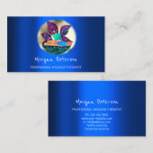 マッサージスパウェルネスゴールデンロゴロータスブルー 予約カード (正面/裏面)