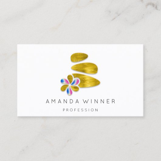 マッサージスパウェルネスストーンのロゴ金ゴールドホログラフ 予約カード (正面)