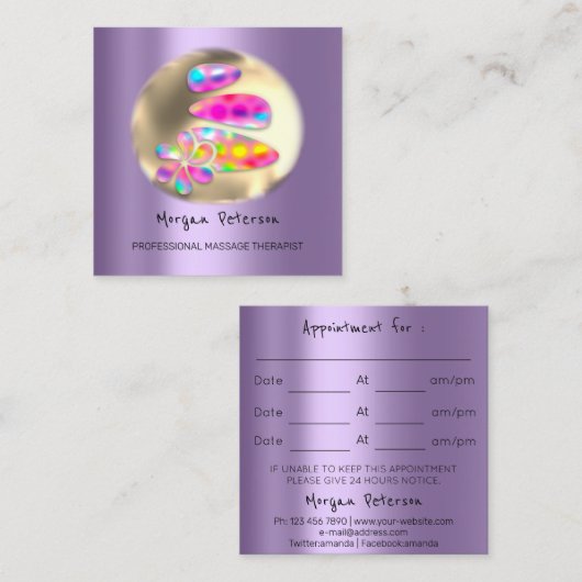 マッサージスパウェルネスストーン金ゴールドロゴホログラフルクス 予約カード (正面/裏面)