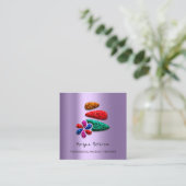 マッサージスパウェルネスフラワーグリッターロゴパープル 予約カード (スタンド正面)