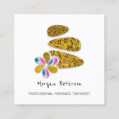 マッサージスパウェルネスフラワーグリッター金ゴールドロゴ 予約カード (正面)