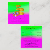 マッサージスパウェルネスフラワーピンク金ゴールドロゴ 予約カード (正面/裏面)