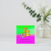 マッサージスパウェルネスフラワーピンク金ゴールドロゴ 予約カード (スタンド正面)