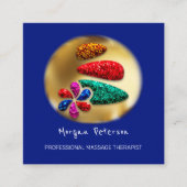 マッサージスパウェルネスフラワー金ゴールドロゴストーン海軍 予約カード (正面)