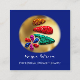 マッサージスパウェルネスフラワー金ゴールドロゴストーン海軍 予約カード