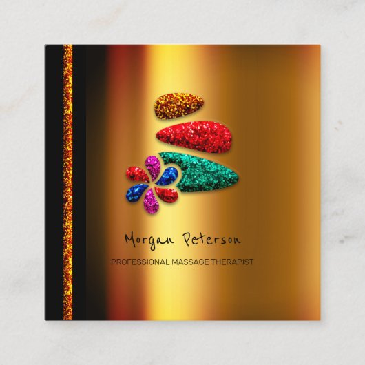 マッサージスパウェルネスフローラストーンロゴ金ゴールドElegan 予約カード (正面)