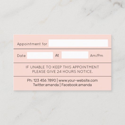 マッサージスパウェルネス美しいバラカスタムロゴ 予約カード (裏面)