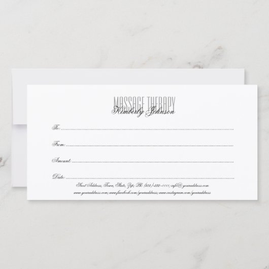 マッサージスパギフト証明書ヒーリングブラックストーンズ サンキューカード (裏面)