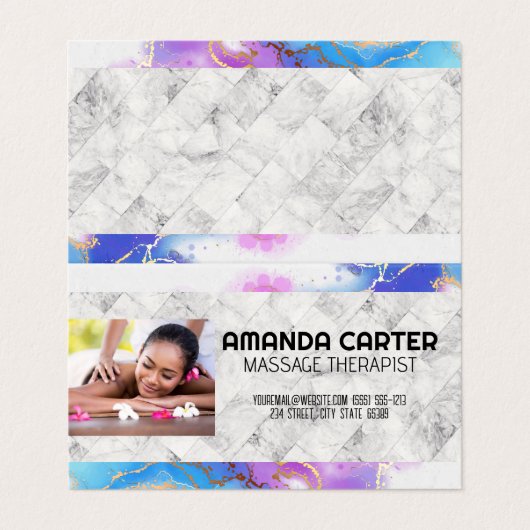 マッサージセッション |水彩 |大理石 名刺 (外部フラット)