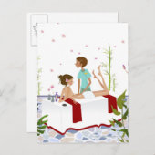 マッサージセラピストで女性をマッサージする ポストカード (正面/裏面)