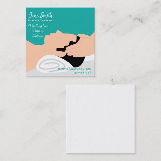 マッサージセラピストのモダンなデザイン スクエア名刺 (正面/裏面)