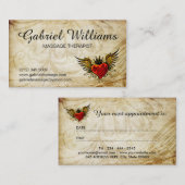 マッサージセラピストのヴィンテージの入れ墨のアポイントメントカード 予約カード (正面/裏面)