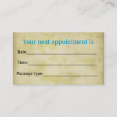 マッサージセラピストの名刺のテンプレート 予約カード (裏面)
