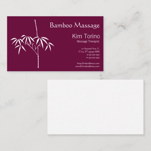 マッサージセラピストの日本人のタケ 名刺 (正面/裏面)