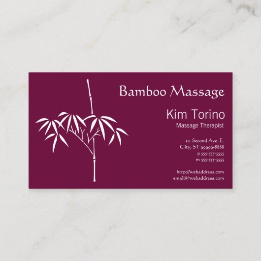 マッサージセラピストの日本人のタケ 名刺 (正面)