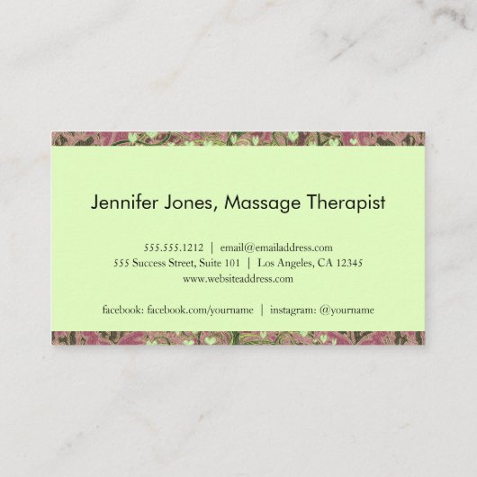 マッサージセラピストの生命の樹 名刺 (裏面)